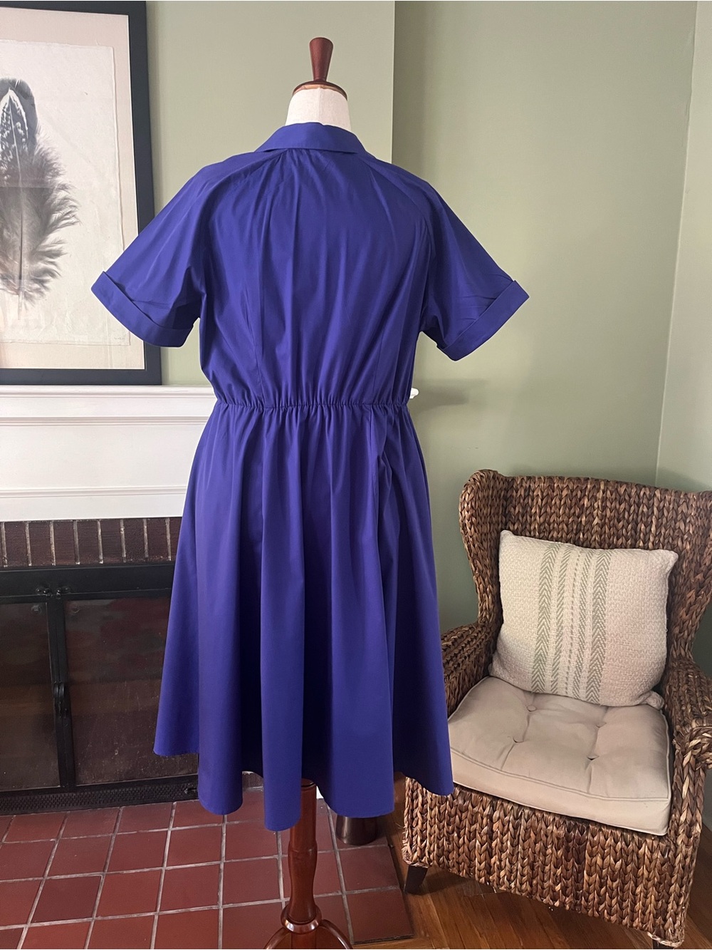 ELOQUII Cobalt Poplin Shirt Dress | Size 18 | Midi | Short Sleeve - Picture 4 of 6